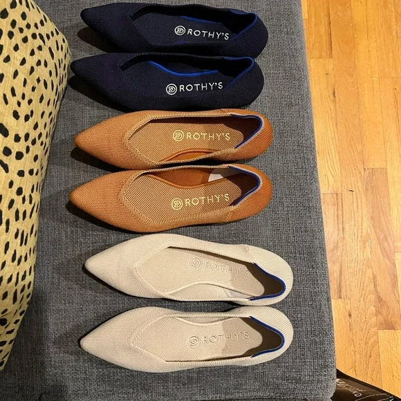 Rothy's Women's Flats - Maritime Navy, Fawn and Ecru - Picture 1 of 5